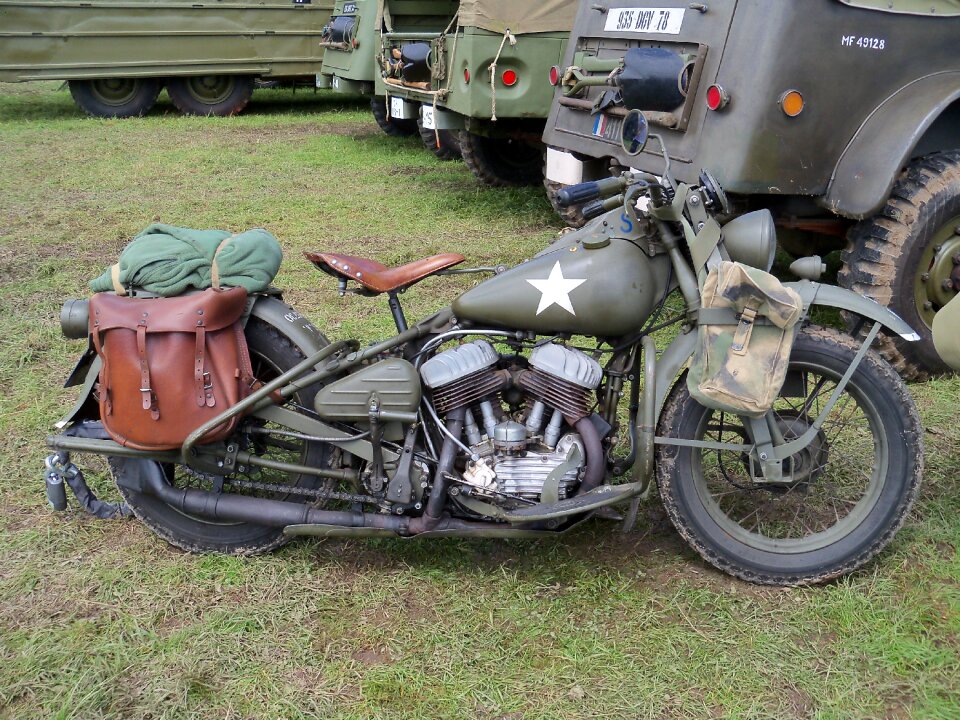 Vintage motorcycles second war landing normandy