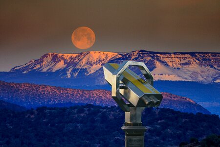 Lookout coins telescope distant view photo