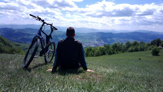 Cyclist panorama nature