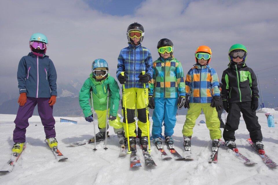 Mountains skiing kids