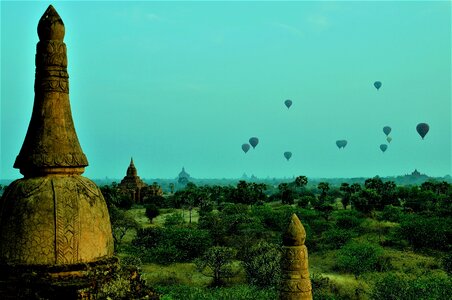Burma bagan hot air balloon photo