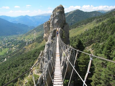 French alps sun suspension bridge