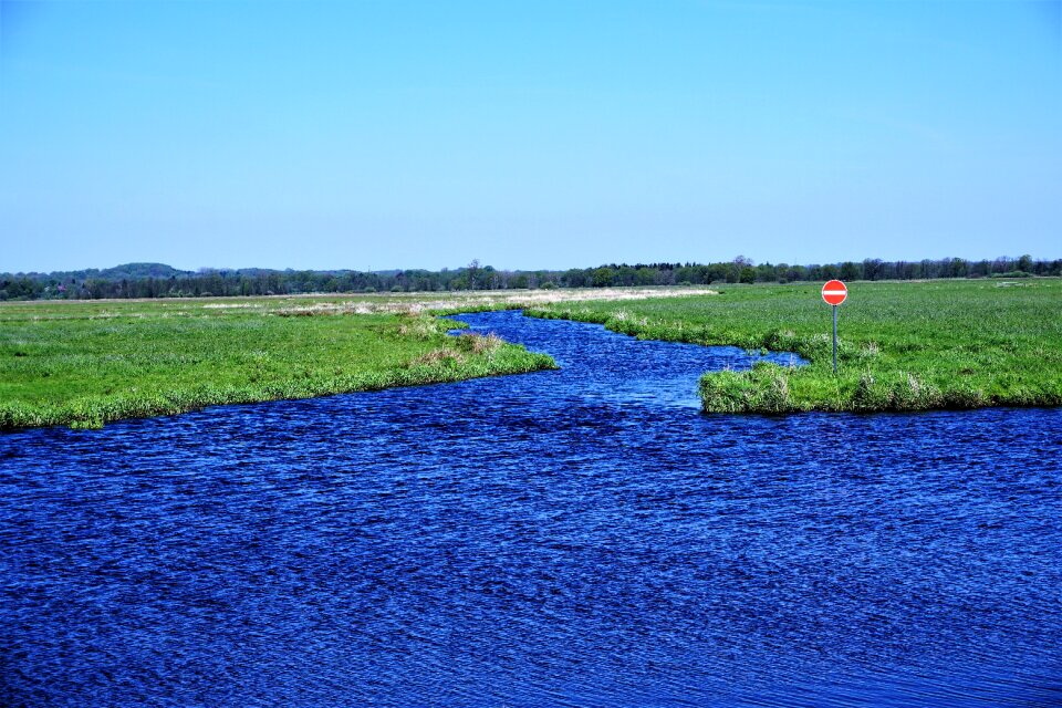 Landscape river traffic sign