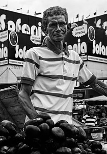 Selling tomatoes vegetable black and white
