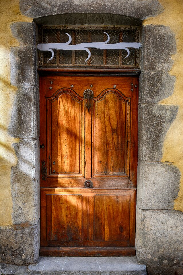 Door wood old stones entry