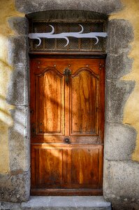 Door wood old stones entry