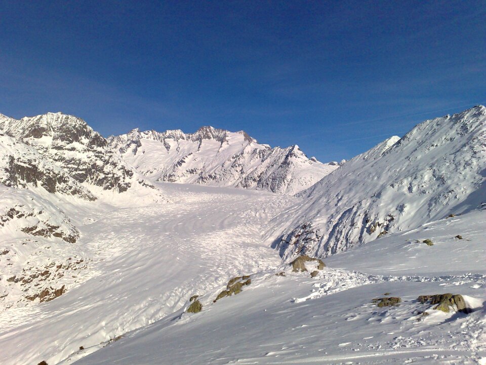Backcountry skiiing panorama snow
