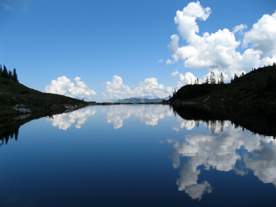 Mirroring mountains lake