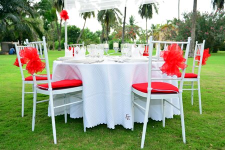 Chairs table tablecloths