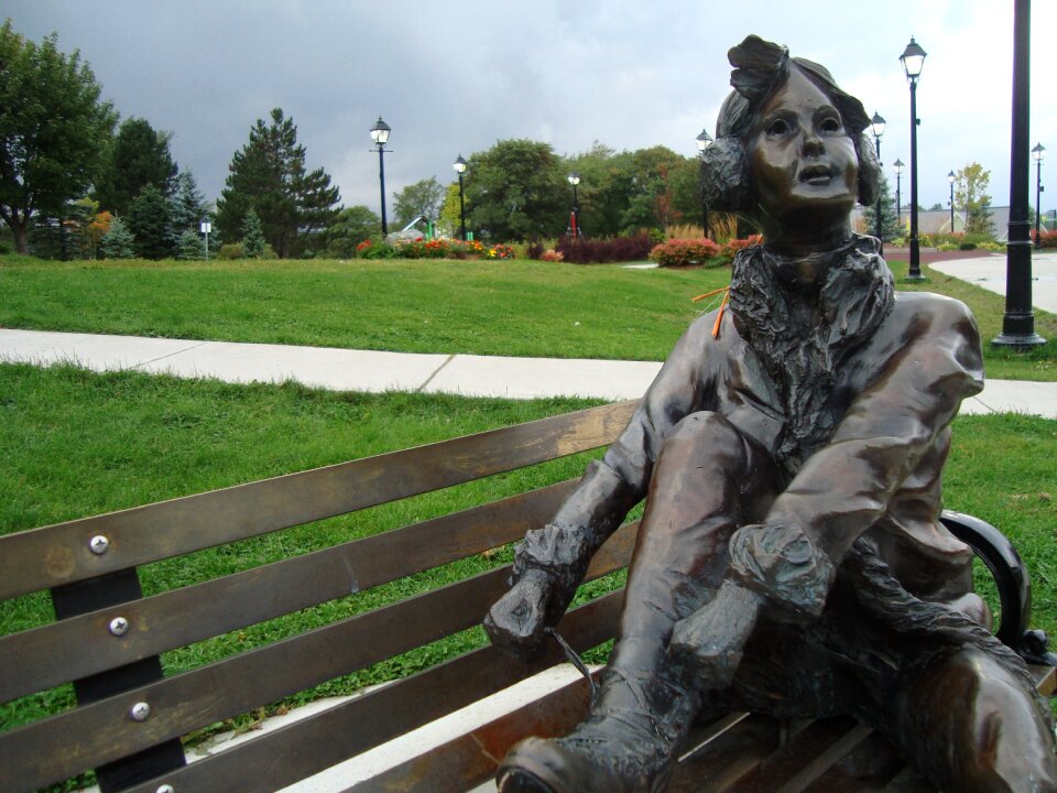 Park bench sculpture