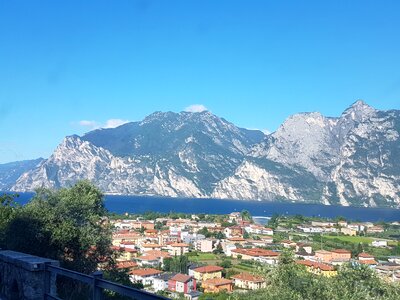 Italy landscape on the lake photo