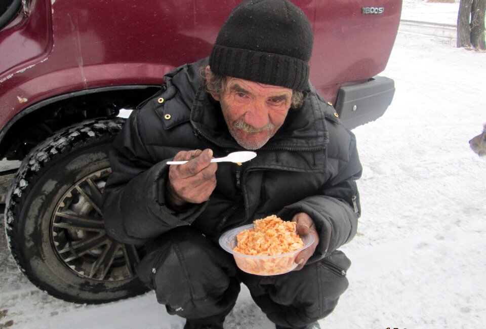 Homeless hunger begging