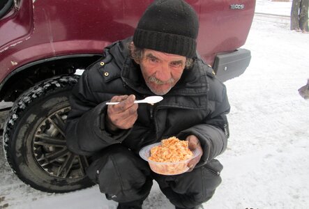Homeless hunger begging