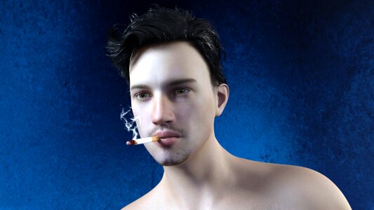 Smoker smoking human face