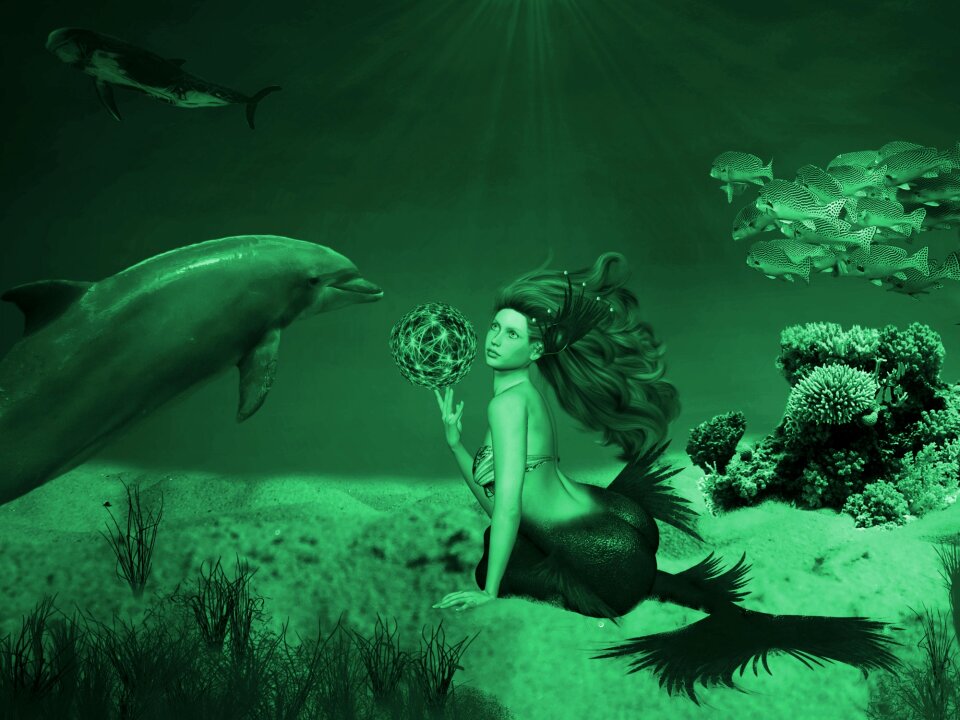 Mermaid photomontage atmospheric