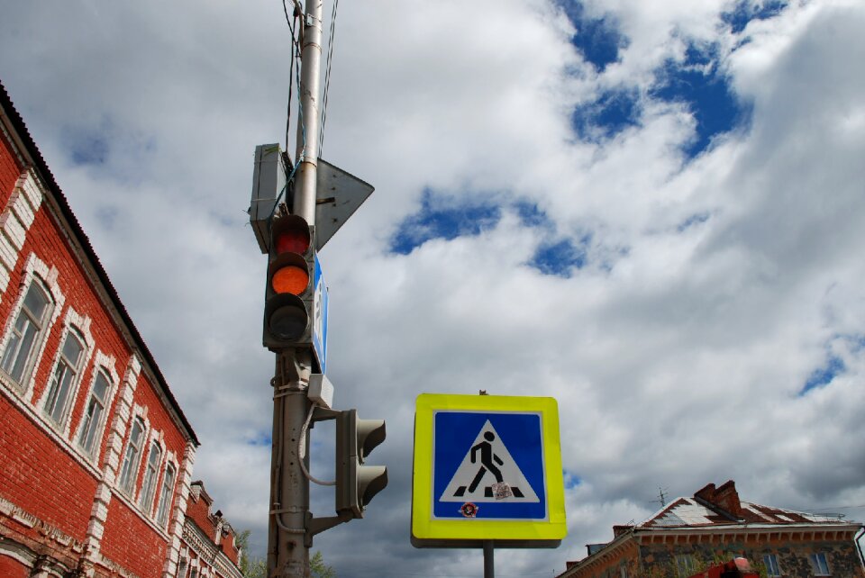 Crosswalk road sign sky