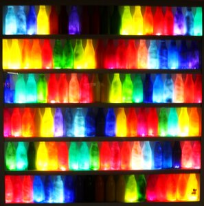 Bottles art object light installation