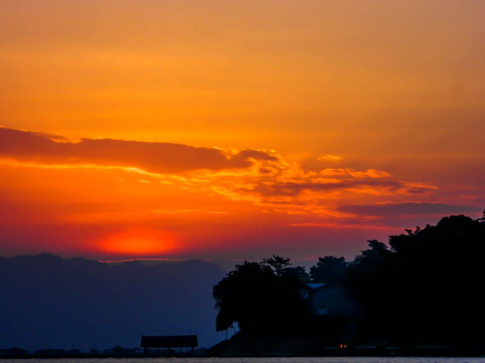 Sunset behind hill