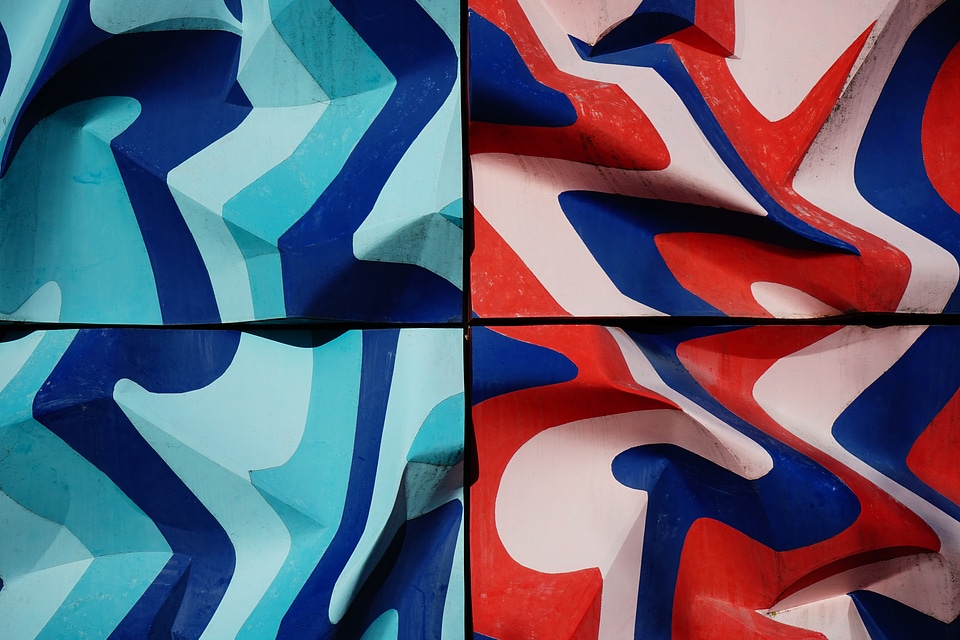 Modern art blue red