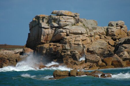 Rock coast wave photo