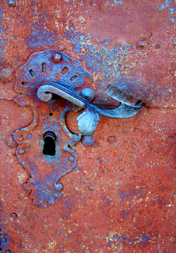 Old door handle metal works ancient mood photo