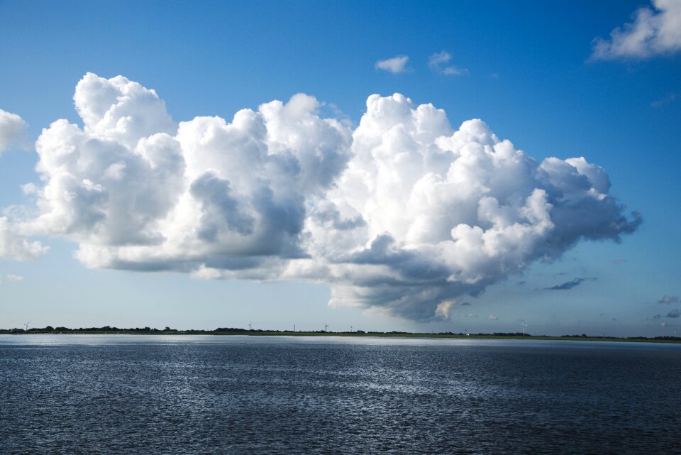 Blue white clouds form