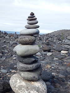 Layered beach stone tower photo