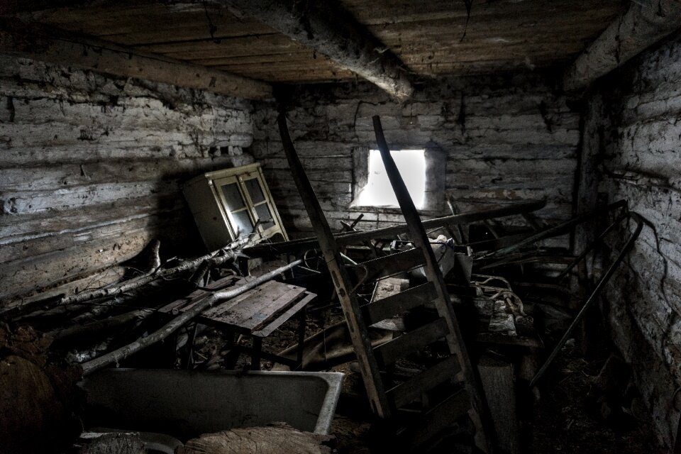 Destroyed abandoned cottage
