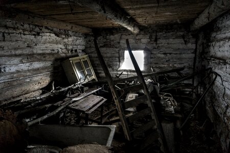 Destroyed abandoned cottage photo