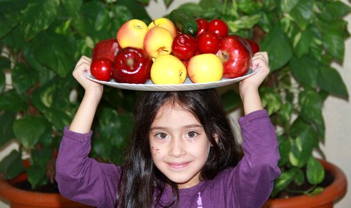 Fruit down girl happy