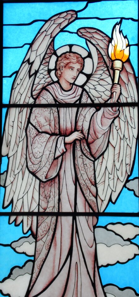 Angel stained glass windows guard