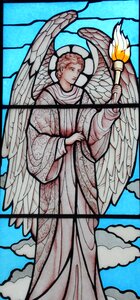 Angel stained glass windows guard photo