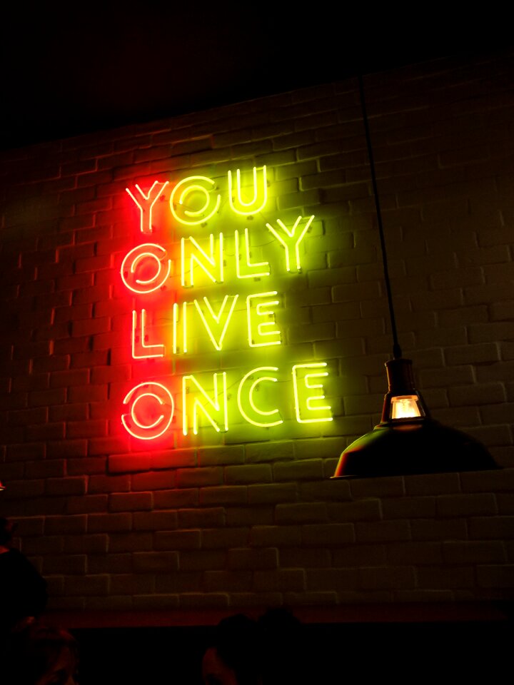 Life neon letters on