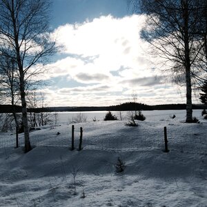 Winter snow lake