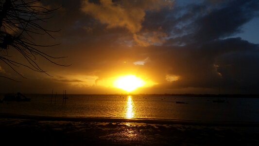 Sunset basin of arcachon orange