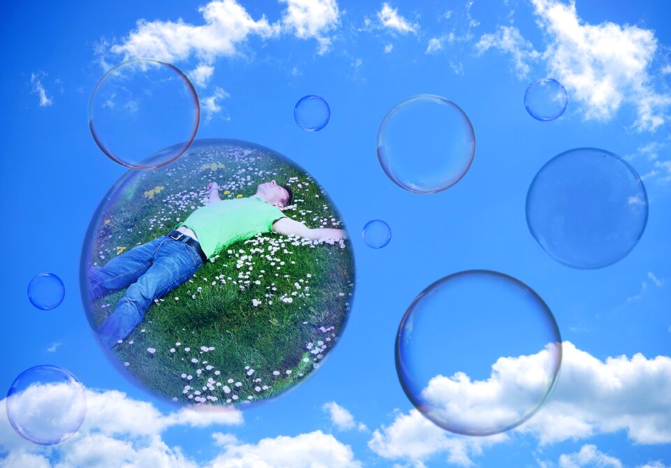 Person meadow float