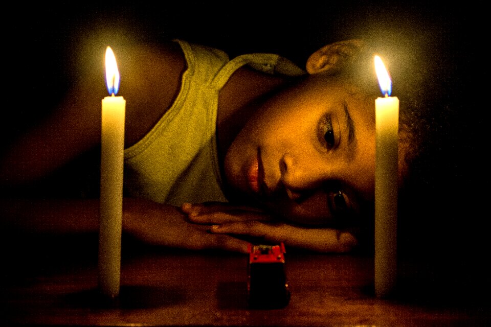 Girl candles night