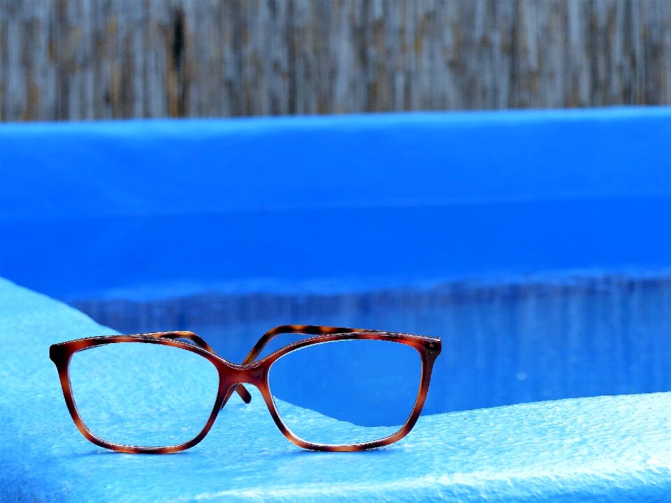 Blue relaxation swimming pool