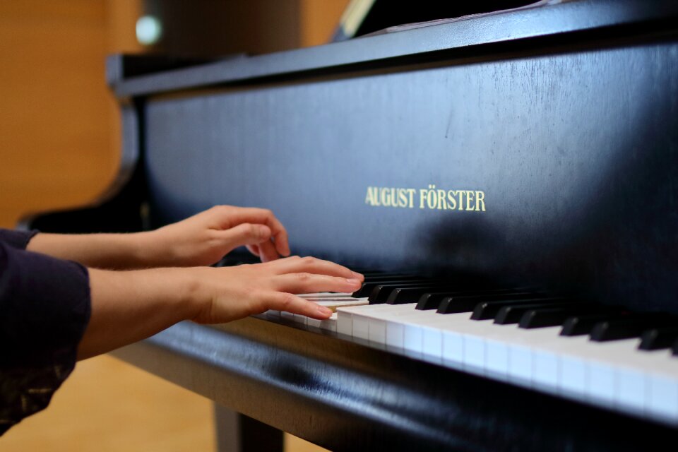Pianist hands music piano