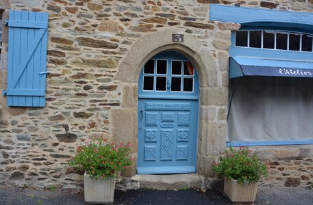 Door colour blue brittany france photo