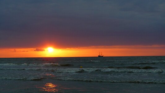 Sunset ship the baltic sea