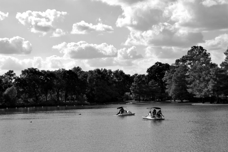 Boat ride trees lake