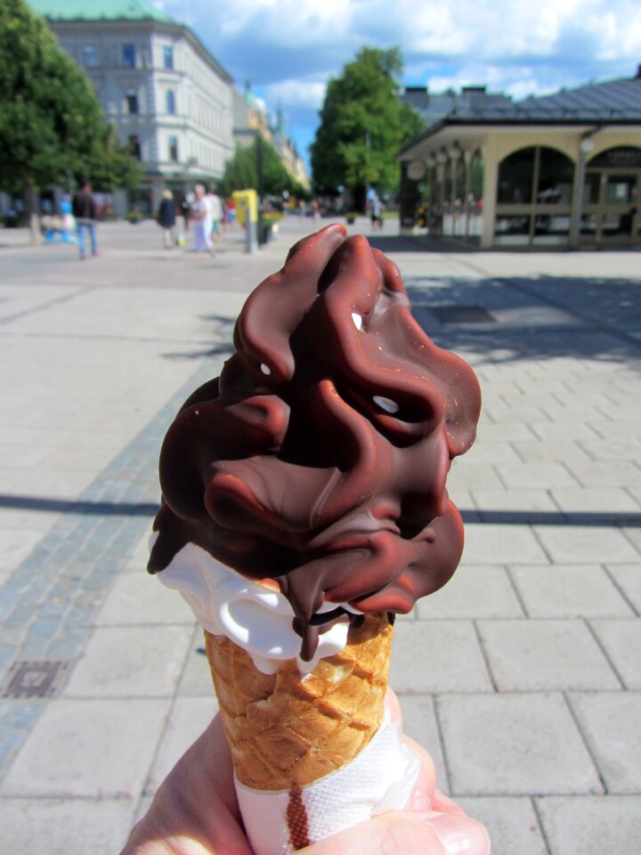 Ice cream delicious waffle
