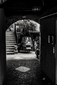 Italy black white historic vehicle photo