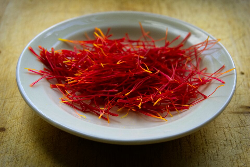 Pistils of saffron harvest red gold
