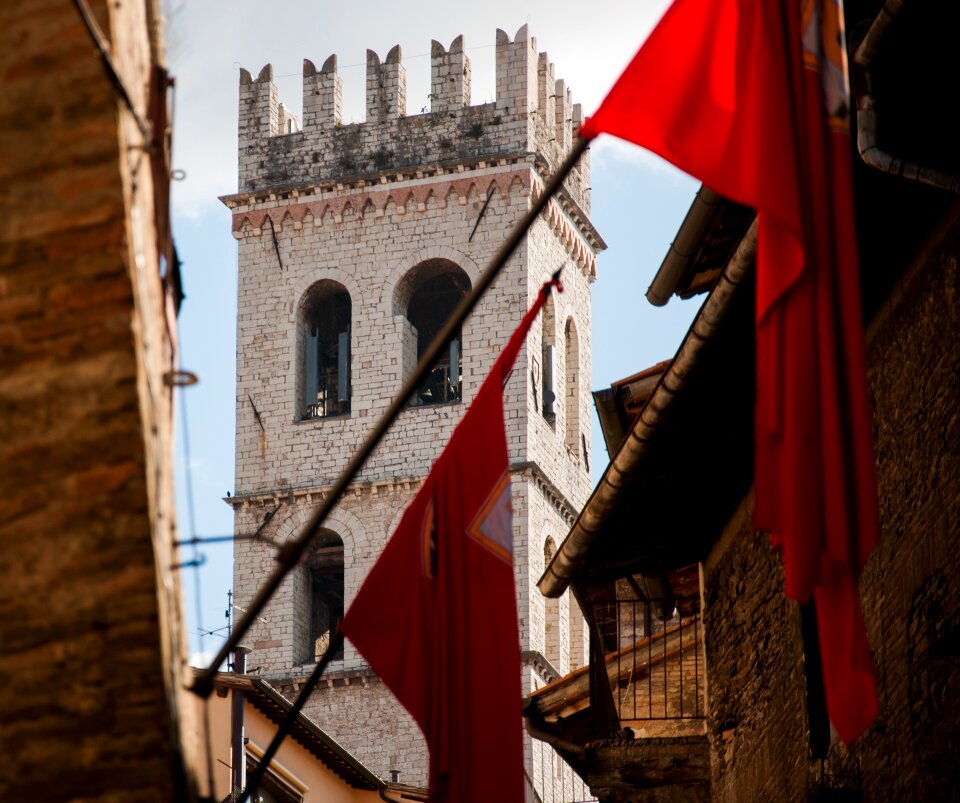 Torre flags old village