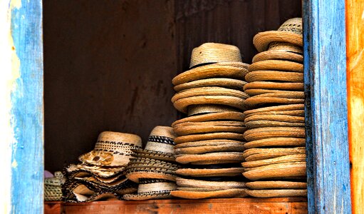 Straw hat sale sales stand photo