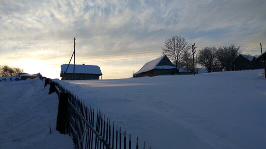 Winter snow sunrise photo