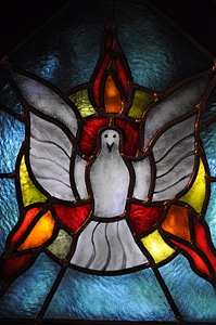 Dove church stained glass window photo