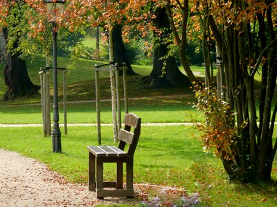 Rest seat wooden bench photo